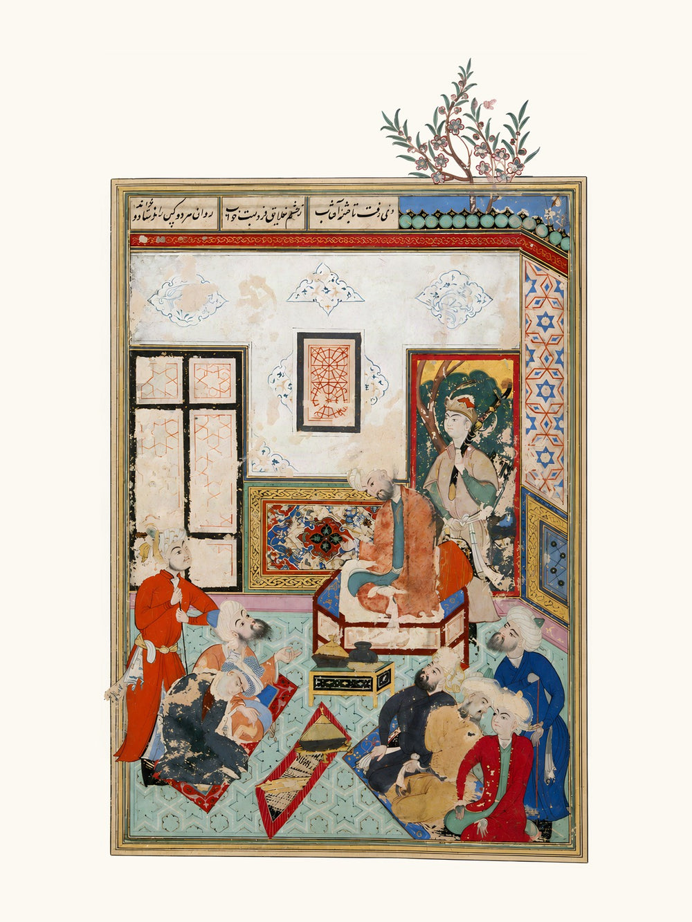 King Salih of Syria Entertaining Two Dervishes — Bustan of Sa'di | Restored Persian Wall Art — view 10