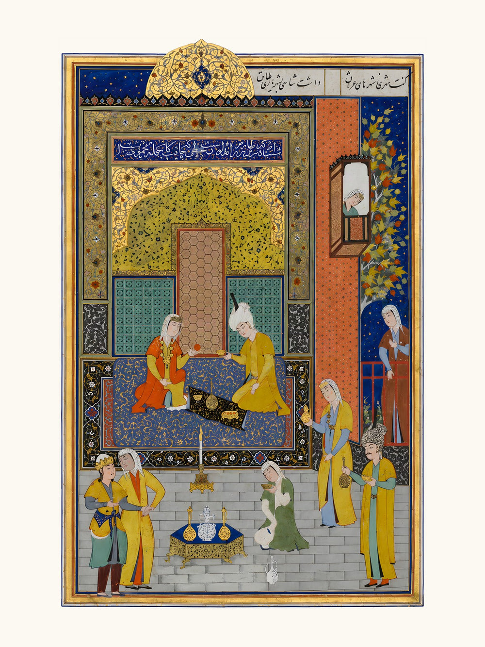 Bahram Gur in the Yellow Palace on Sunday — Herat, 1525 | Restored Persian Wall Art — view 10