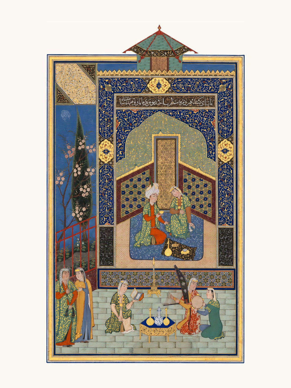 Bahram Gur in the Turquoise Palace on Wednesday — Herat, 1525 | Restored Persian Wall Art — view 10