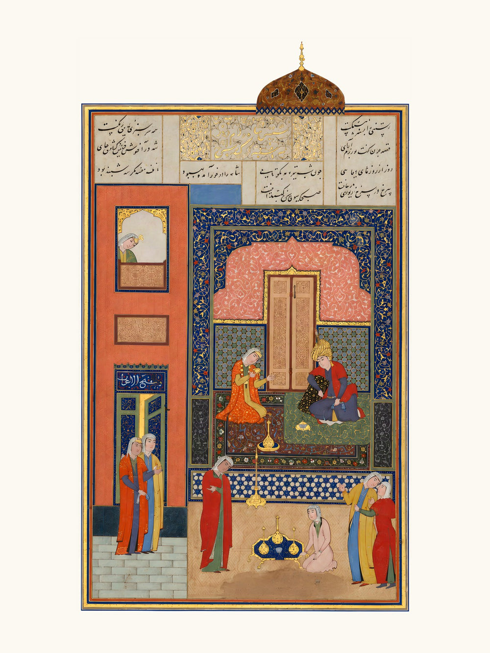 Bahram Gur in the Red Palace on Tuesday — Herat, 1525 | Restored Persian Wall Art — view 10