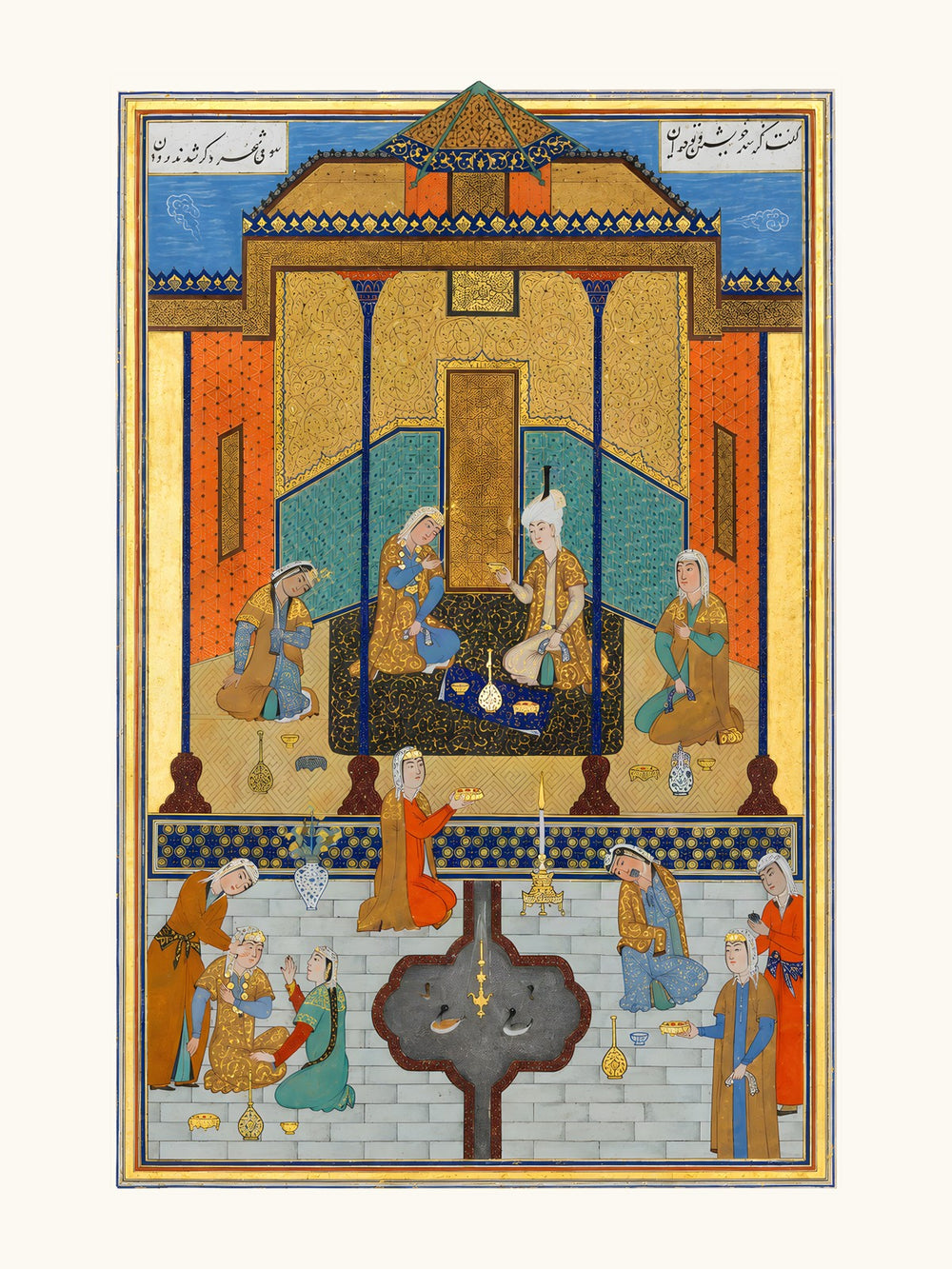 Bahram Gur in the Sandal Palace on Thursday — Herat, 1525 | Restored Persian Wall Art — view 10