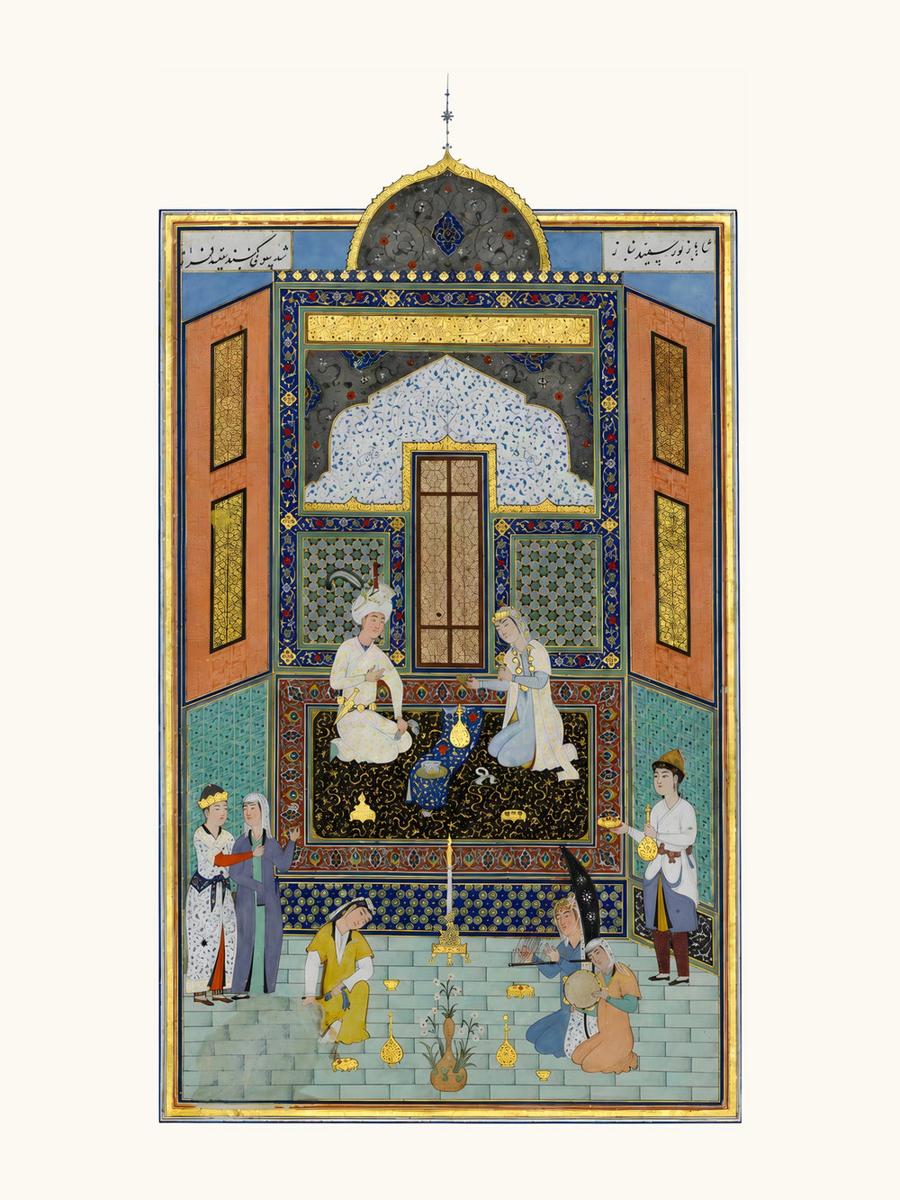 Bahram Gur in the White Palace on Friday — Herat, 1525 | Restored Persian Wall Art — view 10