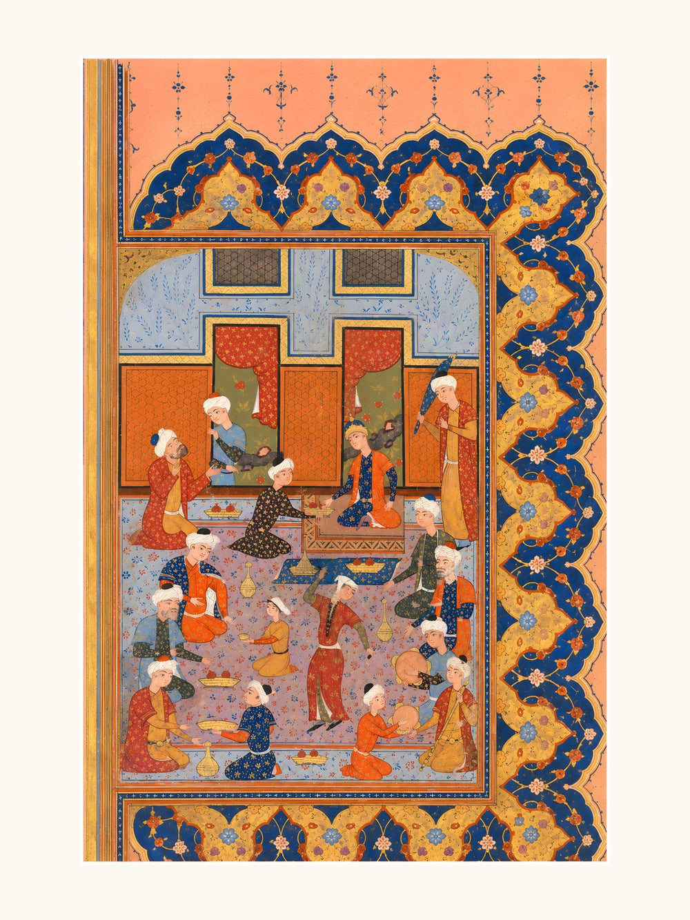 A Scene of Conviviality at Court — Divan of Mir 'Ali Shir | Restored Persian Wall Art — view 10