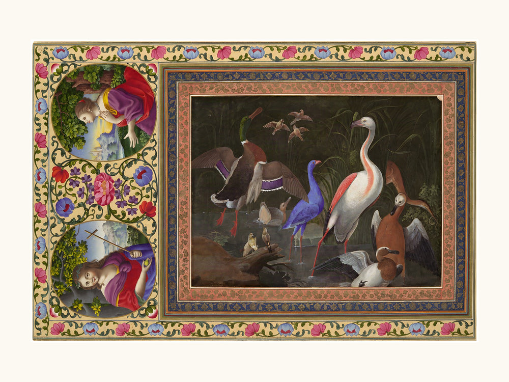 Aquatic Birds at a Pool — Davis Album | Restored Persian Wall Art — view 10