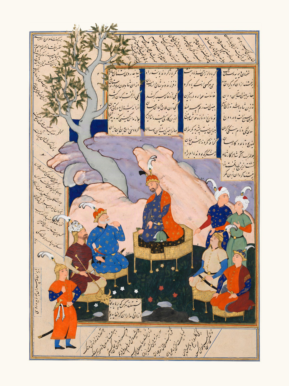 Luhrasp Hears of the Vanishing of Kai Khusrau — Shahnama, 1576 | Restored Persian Wall Art — view 10