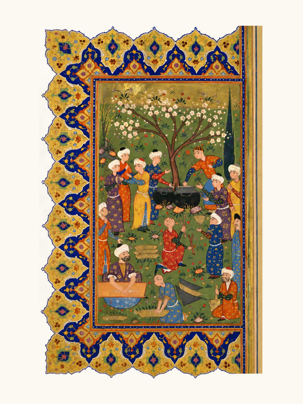 Preparation for a Noon-Day Meal — Divan of Mir 'Ali Shir | Restored Persian Wall Art — view 10