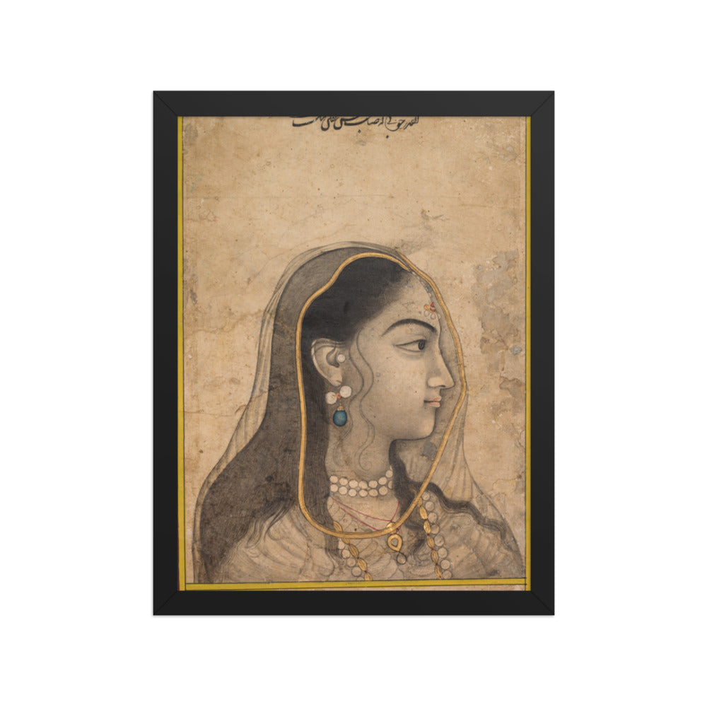 Head of a Beauty — Restored Mughal Wall Art — view 2