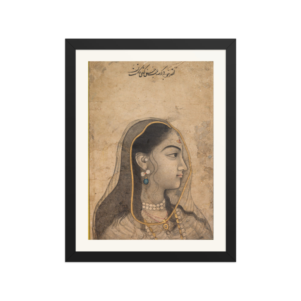 Head of a Beauty — Restored Mughal Wall Art — view 2