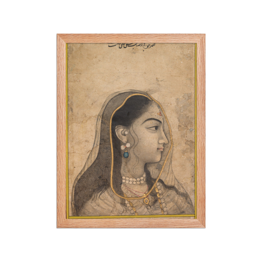Head of a Beauty — Restored Mughal Wall Art — view 4
