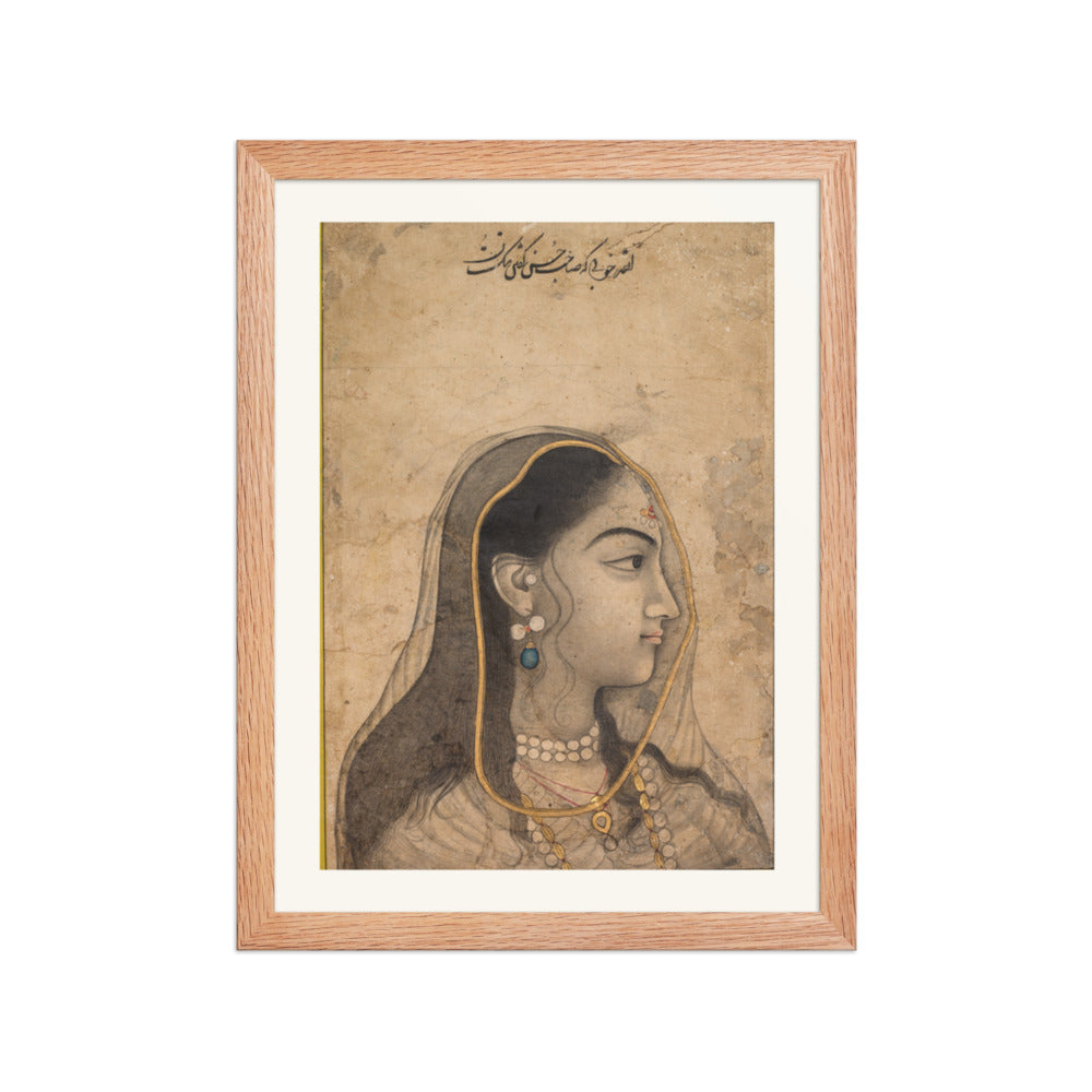 Head of a Beauty — Restored Mughal Wall Art — view 4