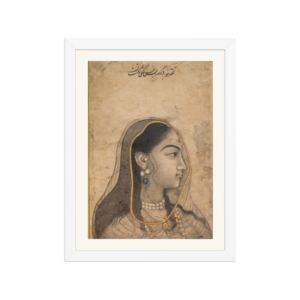 Head of a Beauty — Restored Mughal Wall Art — view 6