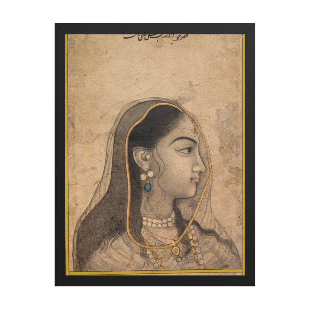 Head of a Beauty — Restored Mughal Wall Art — view 1