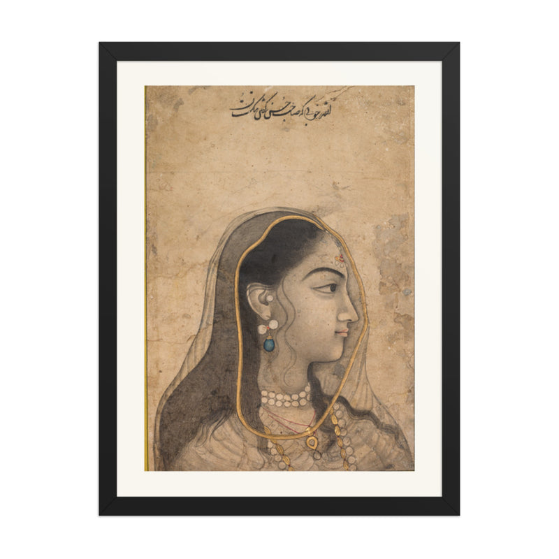 Head of a Beauty — Restored Mughal Wall Art