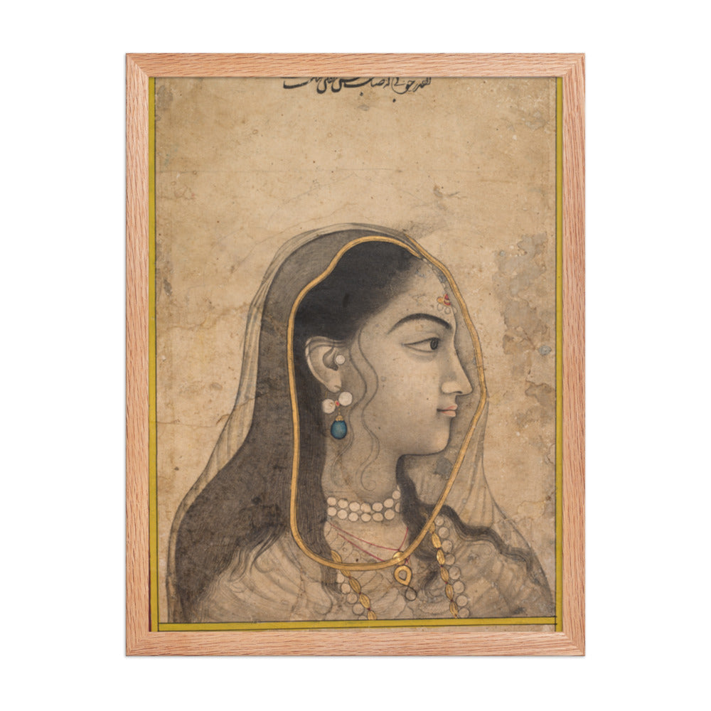Head of a Beauty — Restored Mughal Wall Art — view 3