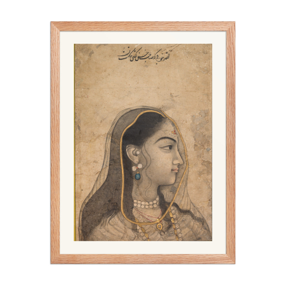 Head of a Beauty — Restored Mughal Wall Art — view 3