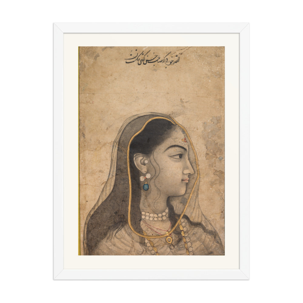 Head of a Beauty — Restored Mughal Wall Art — view 5