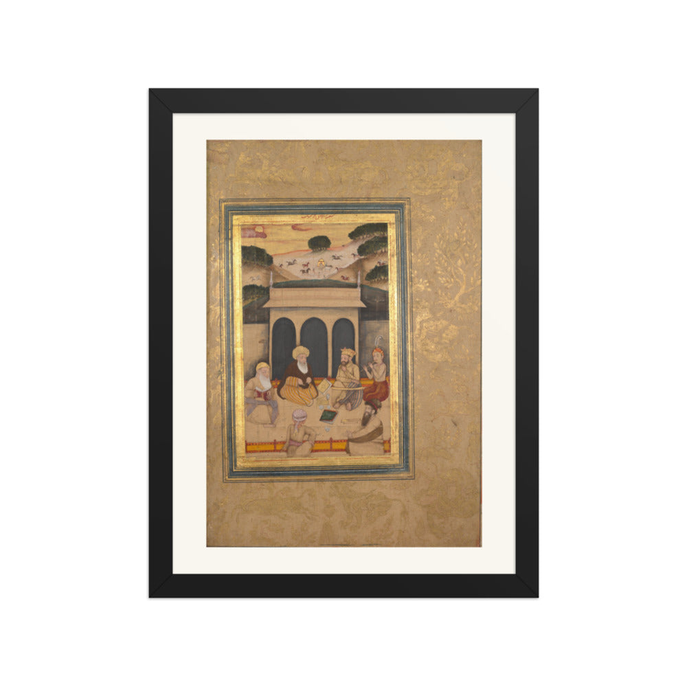 A Nobleman Visiting a Saint at His Shrine — Restored Mughal Wall Art — view 2