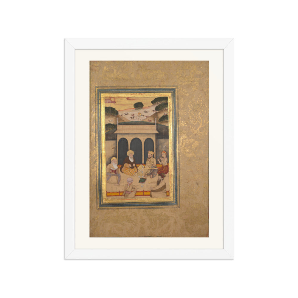 A Nobleman Visiting a Saint at His Shrine — Restored Mughal Wall Art — view 6