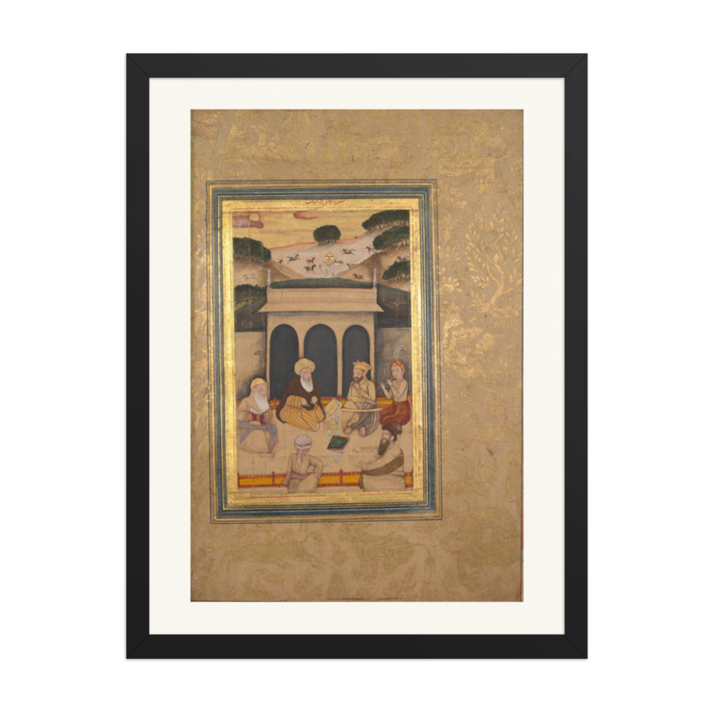 A Nobleman Visiting a Saint at His Shrine — Restored Mughal Wall Art — view 1