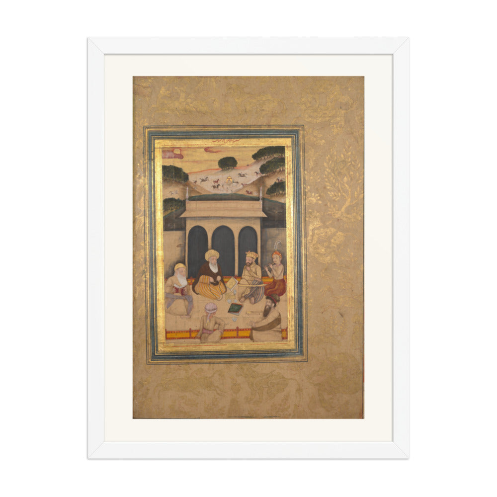 A Nobleman Visiting a Saint at His Shrine — Restored Mughal Wall Art — view 5
