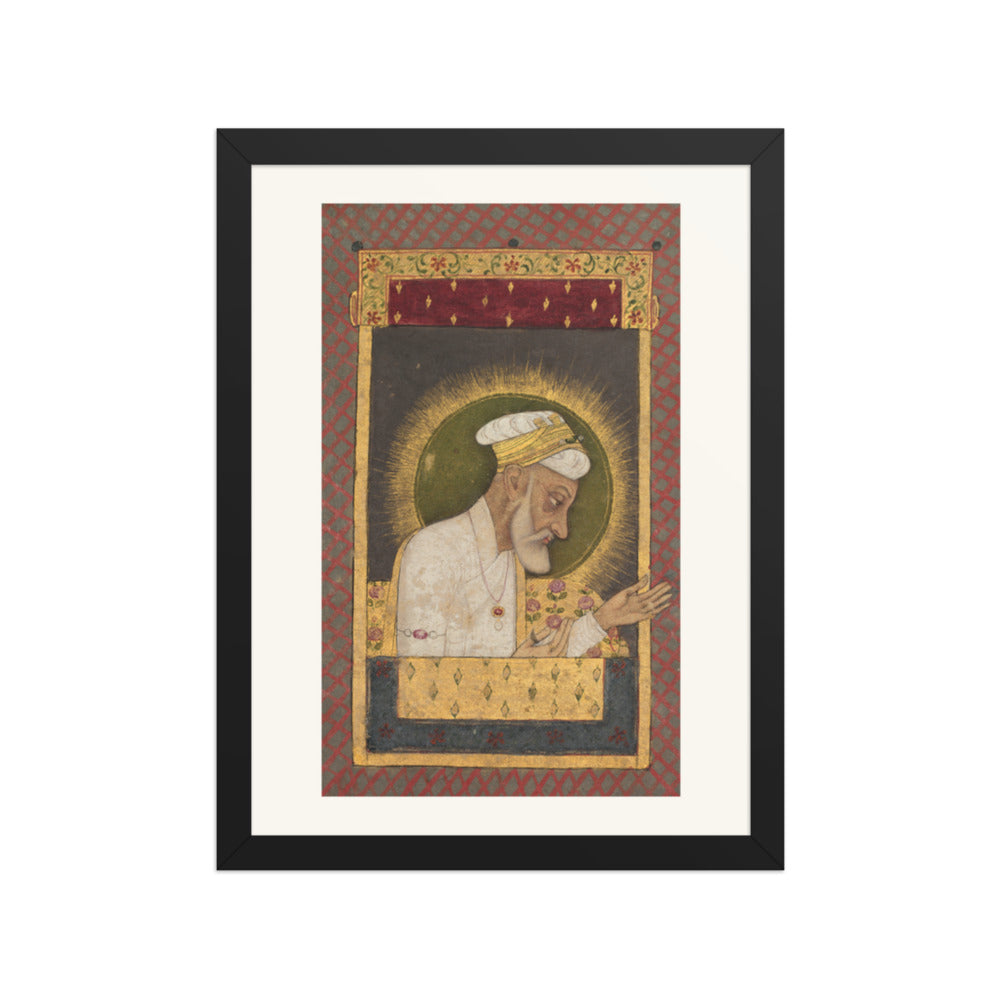 Portrait of Emperor Aurangzeb — Restored Mughal Wall Art — view 2