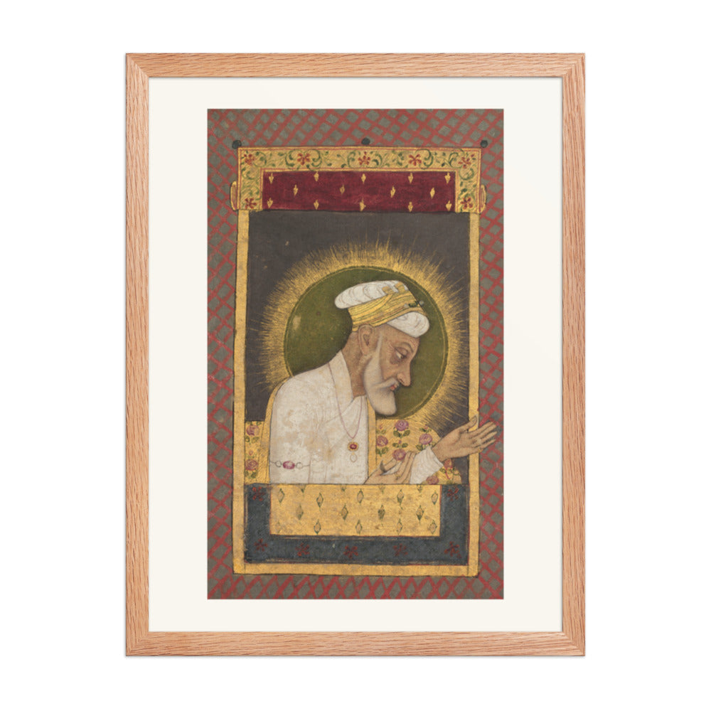 Portrait of Emperor Aurangzeb — Restored Mughal Wall Art — view 3