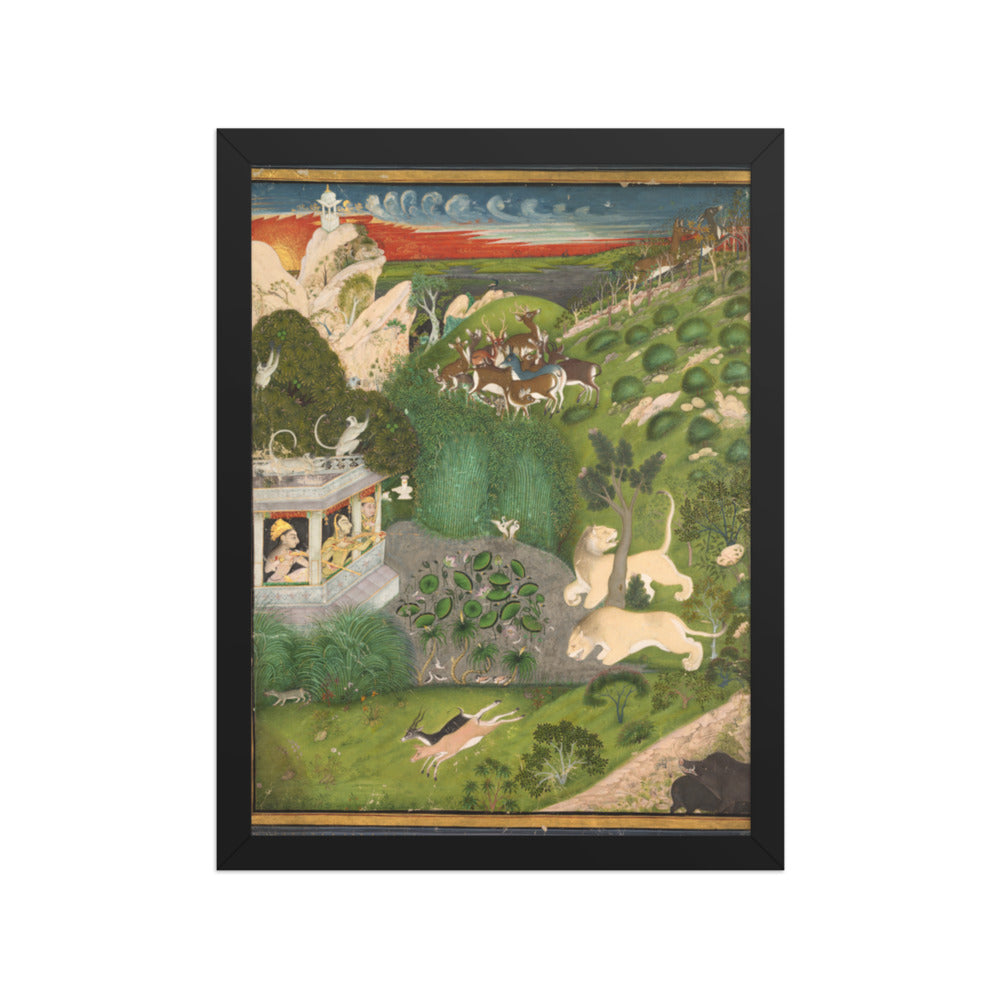 Royal women shooting from a pavilion — Restored Rajput Wall Art — view 2