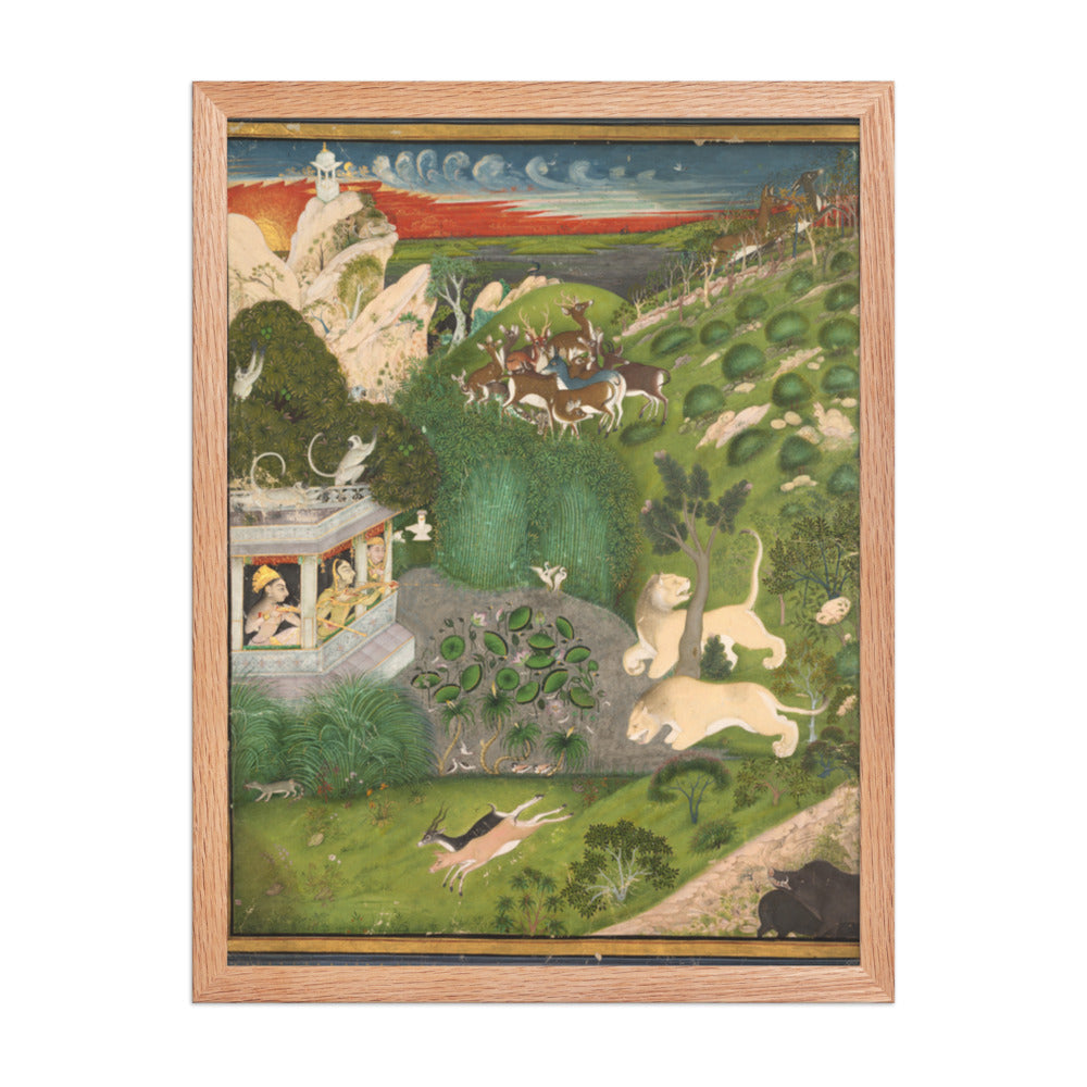 Royal women shooting from a pavilion — Restored Rajput Wall Art — view 3