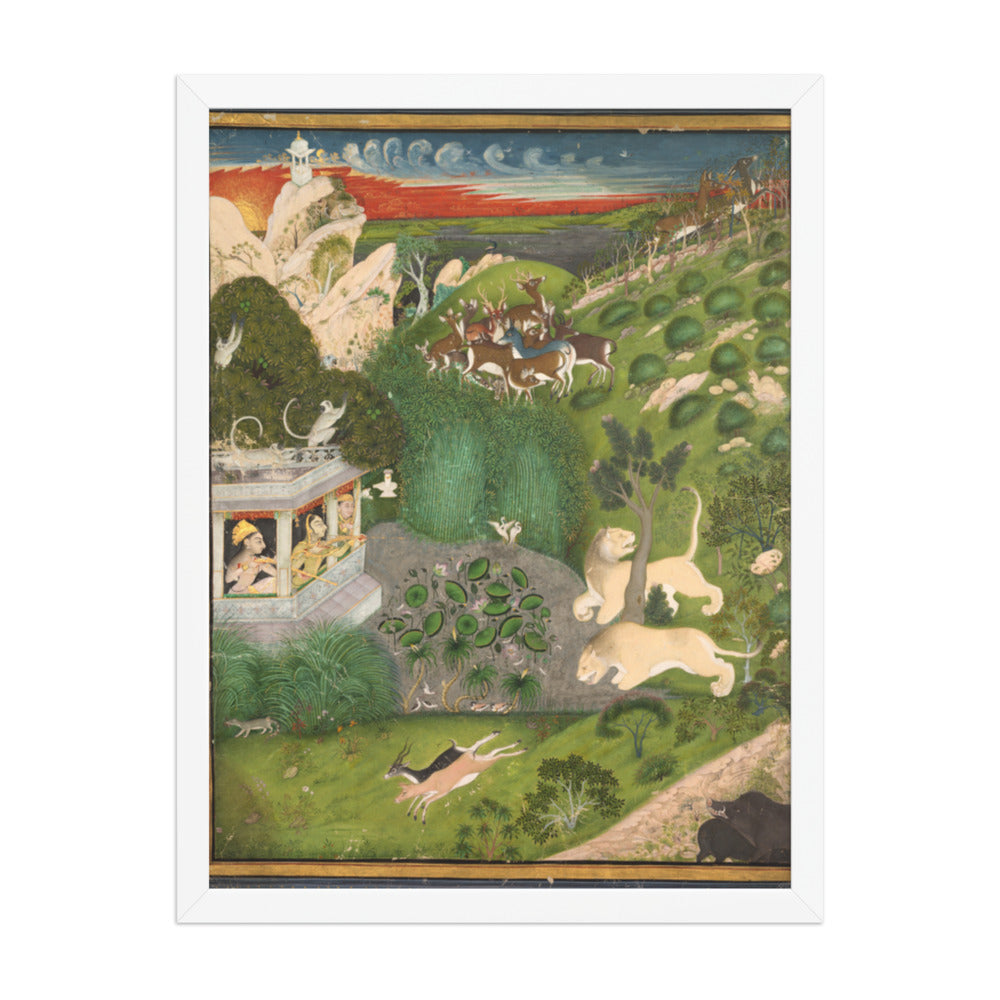Royal women shooting from a pavilion — Restored Rajput Wall Art — view 5