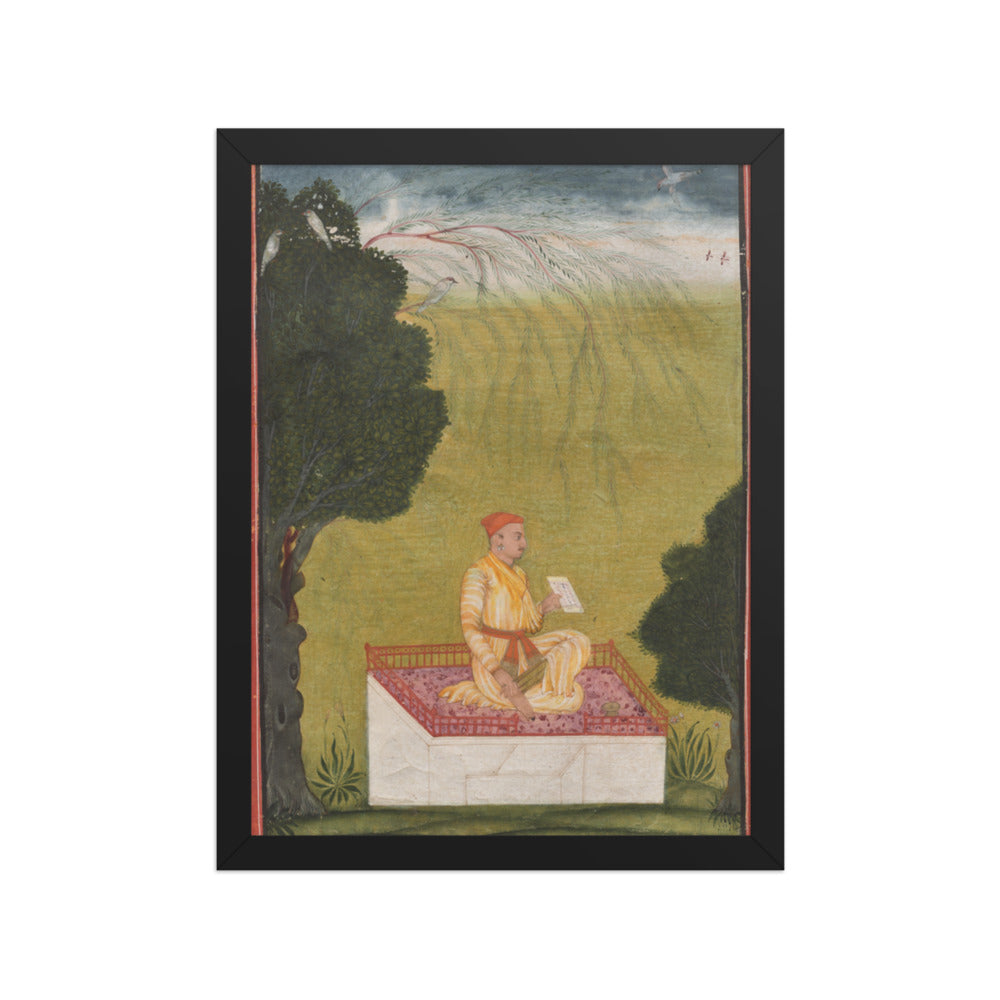 Raja Dilip Singh of Guler on a dais — Restored Pahari Wall Art — view 2