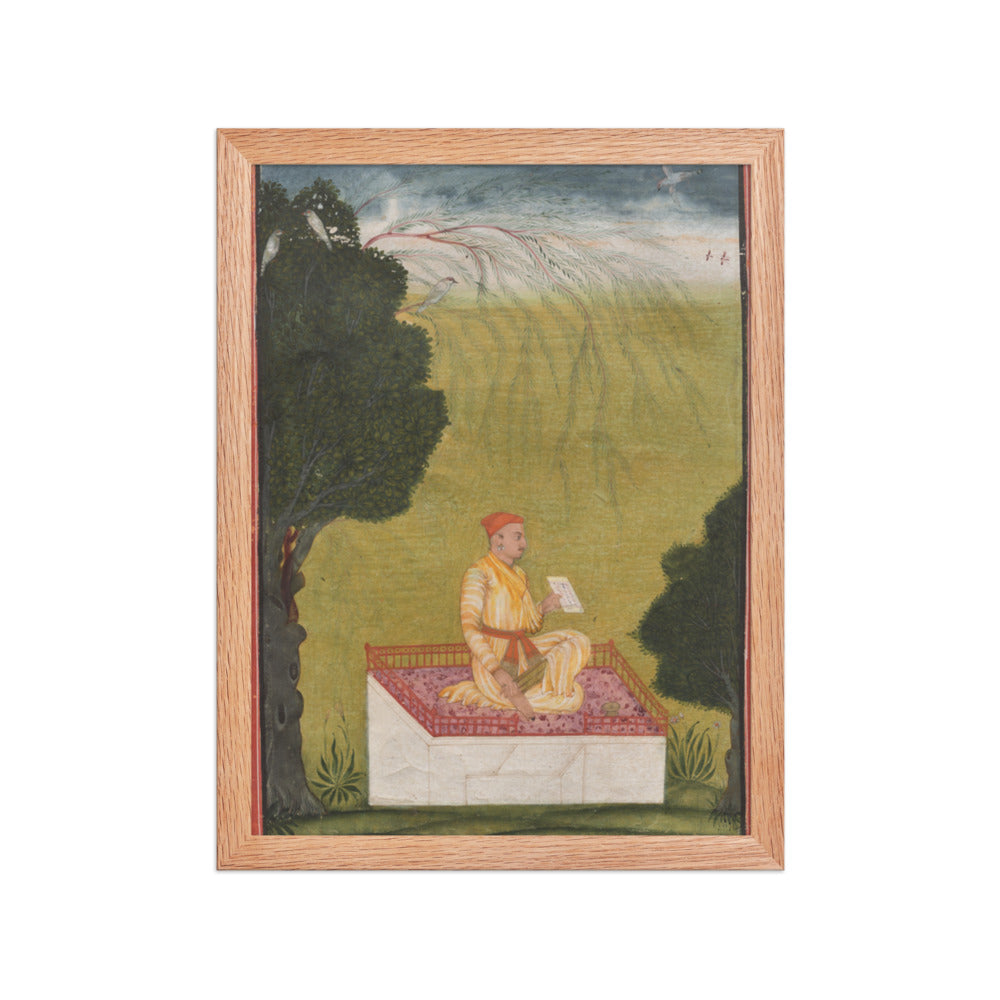 Raja Dilip Singh of Guler on a dais — Restored Pahari Wall Art — view 4