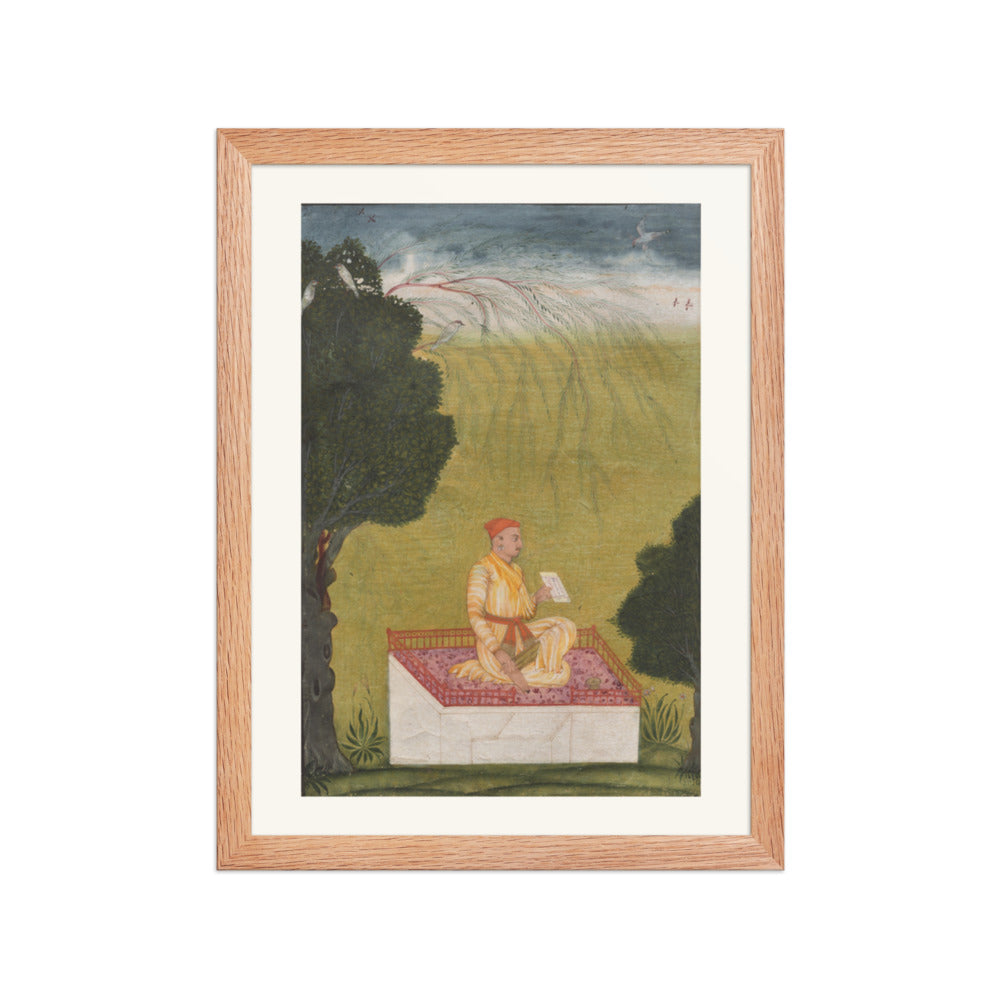 Raja Dilip Singh of Guler on a dais — Restored Pahari Wall Art — view 4