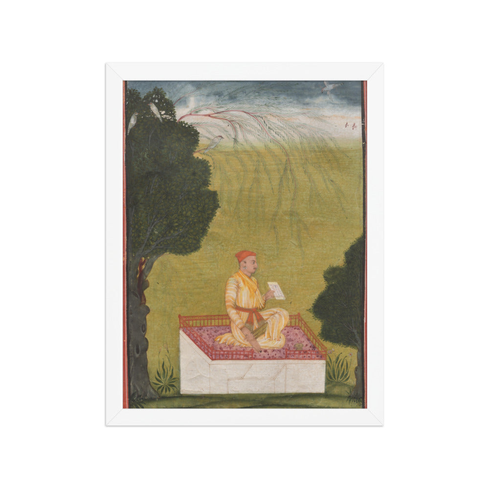 Raja Dilip Singh of Guler on a dais — Restored Pahari Wall Art — view 6