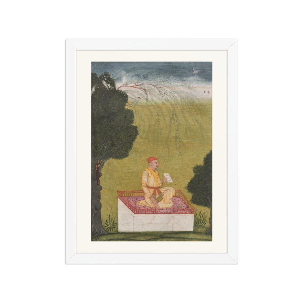 Raja Dilip Singh of Guler on a dais — Restored Pahari Wall Art — view 6