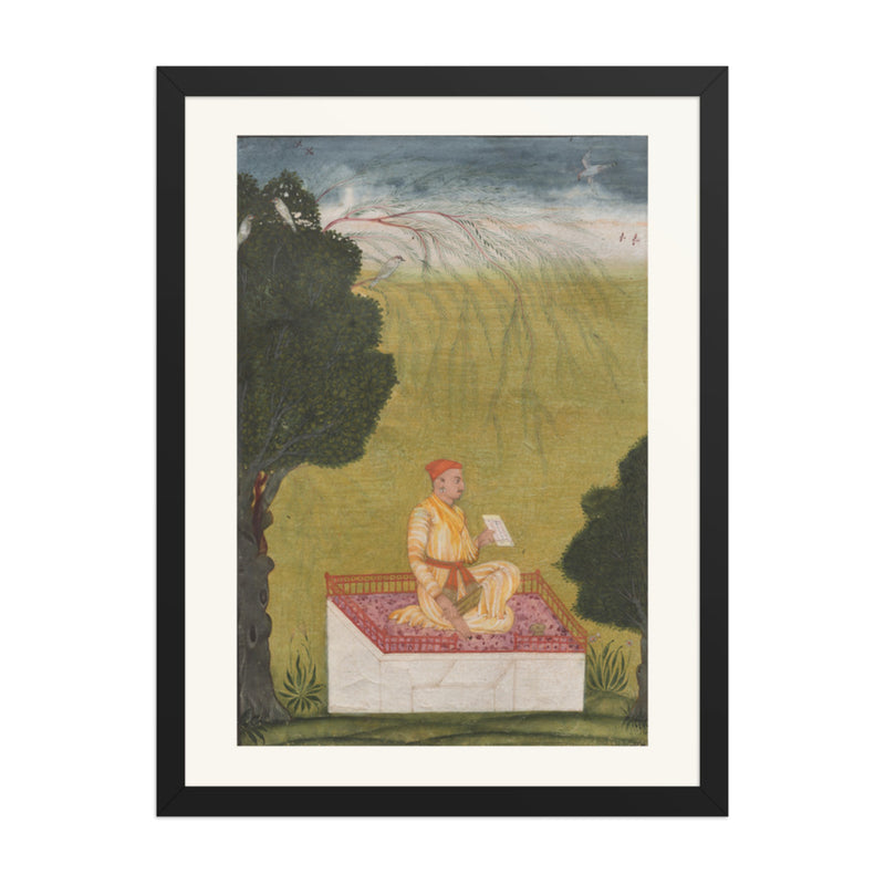 Raja Dilip Singh of Guler on a dais — Restored Pahari Wall Art