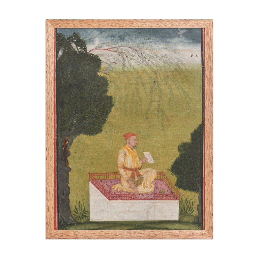 Raja Dilip Singh of Guler on a dais — Restored Pahari Wall Art — view 3