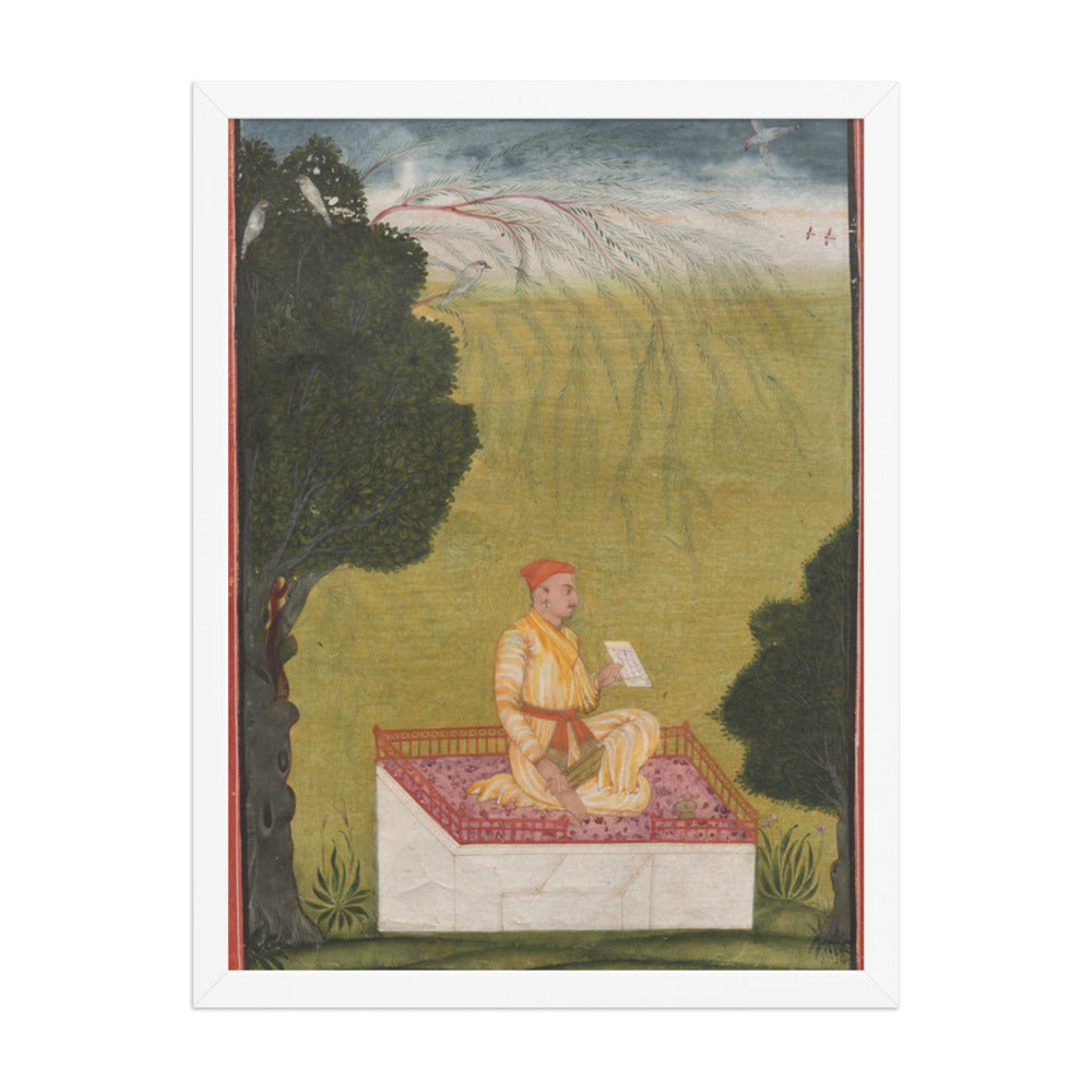 Raja Dilip Singh of Guler on a dais — Restored Pahari Wall Art — view 5