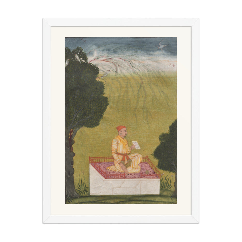 Raja Dilip Singh of Guler on a dais — Restored Pahari Wall Art — view 5