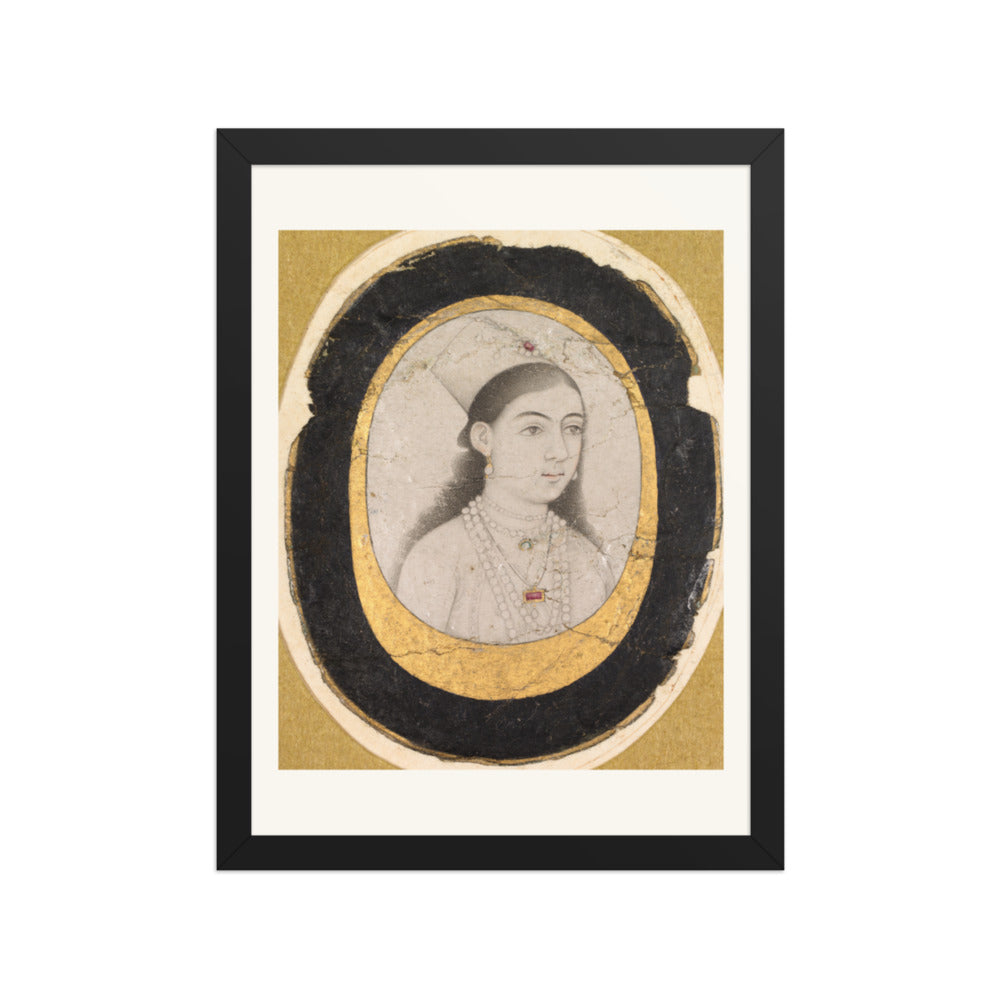 Jewel Portrait of a Young Girl — Restored Mughal Wall Art — view 2