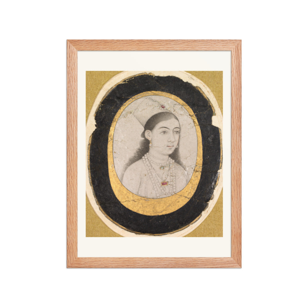 Jewel Portrait of a Young Girl — Restored Mughal Wall Art — view 4