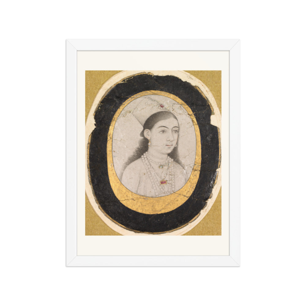 Jewel Portrait of a Young Girl — Restored Mughal Wall Art — view 6