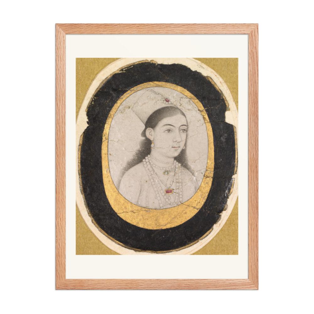 Jewel Portrait of a Young Girl — Restored Mughal Wall Art — view 3