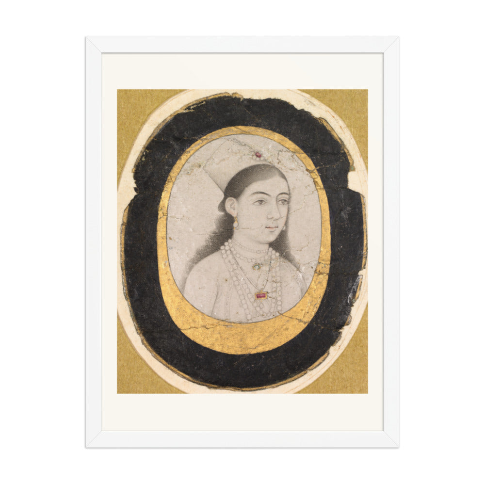 Jewel Portrait of a Young Girl — Restored Mughal Wall Art — view 5