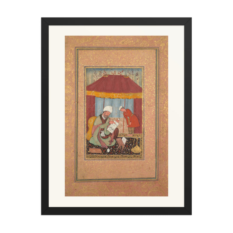 Teacher with his Pupil — Restored Mughal Wall Art