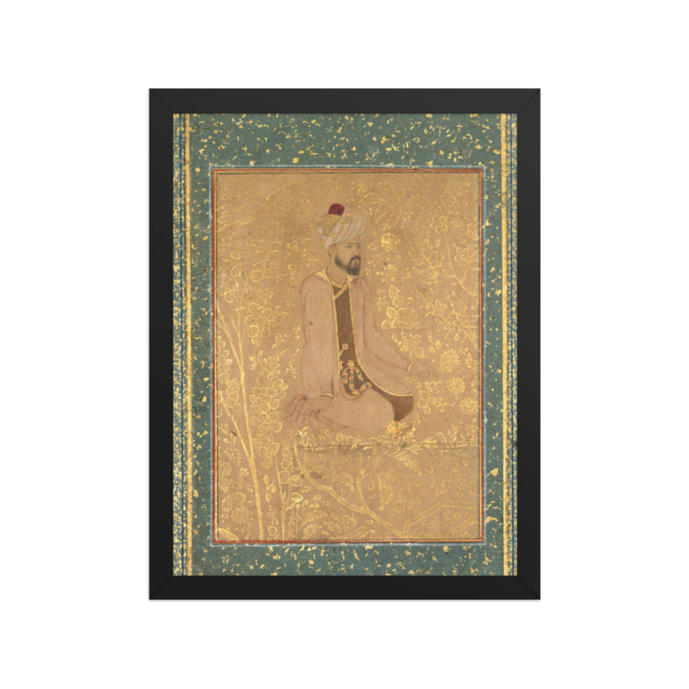 Seated Scholar, Border Fragment from the Teheran/Berlin album — Restored Mughal Wall Art — view 2