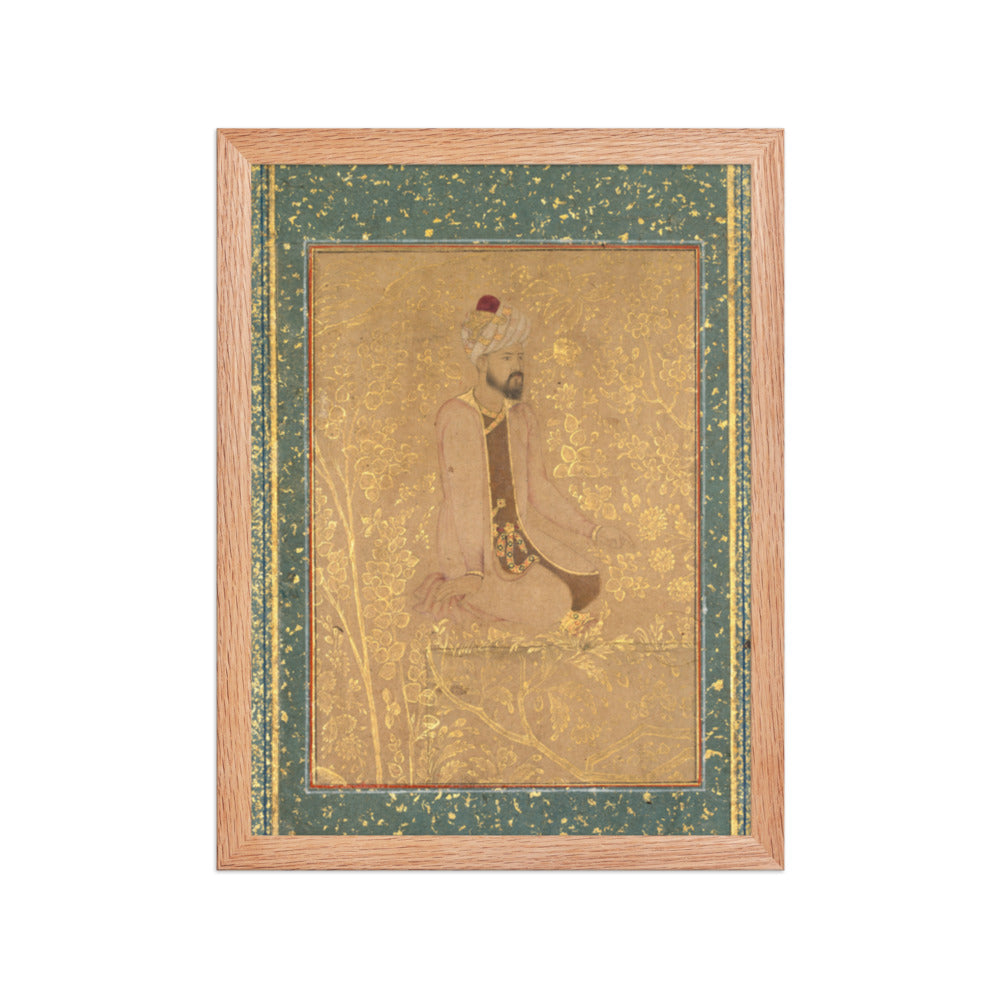 Seated Scholar, Border Fragment from the Teheran/Berlin album — Restored Mughal Wall Art — view 4