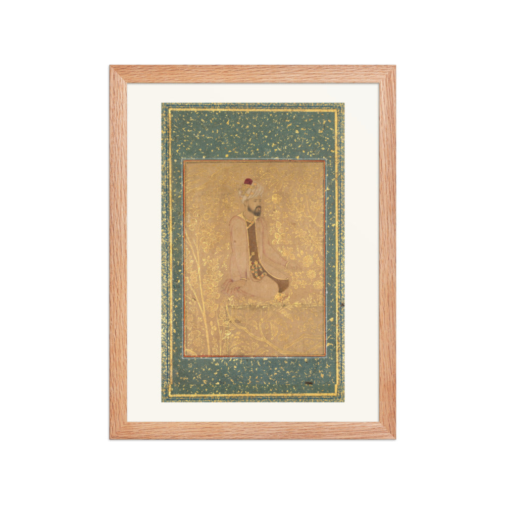 Seated Scholar, Border Fragment from the Teheran/Berlin album — Restored Mughal Wall Art — view 4