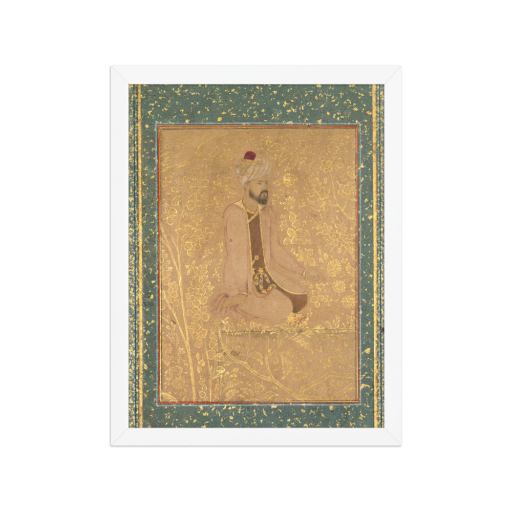 Seated Scholar, Border Fragment from the Teheran/Berlin album — Restored Mughal Wall Art — view 6
