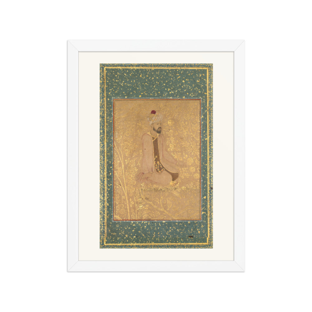 Seated Scholar, Border Fragment from the Teheran/Berlin album — Restored Mughal Wall Art — view 6