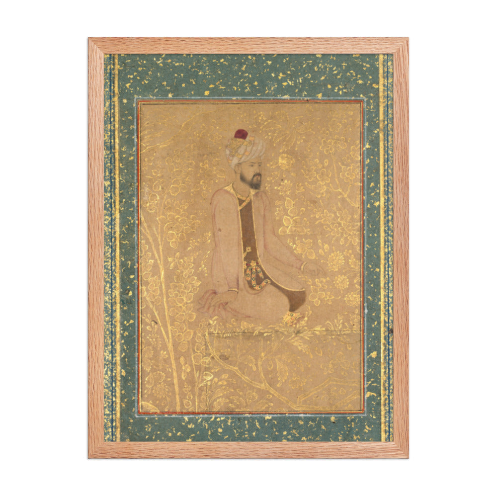 Seated Scholar, Border Fragment from the Teheran/Berlin album — Restored Mughal Wall Art — view 3